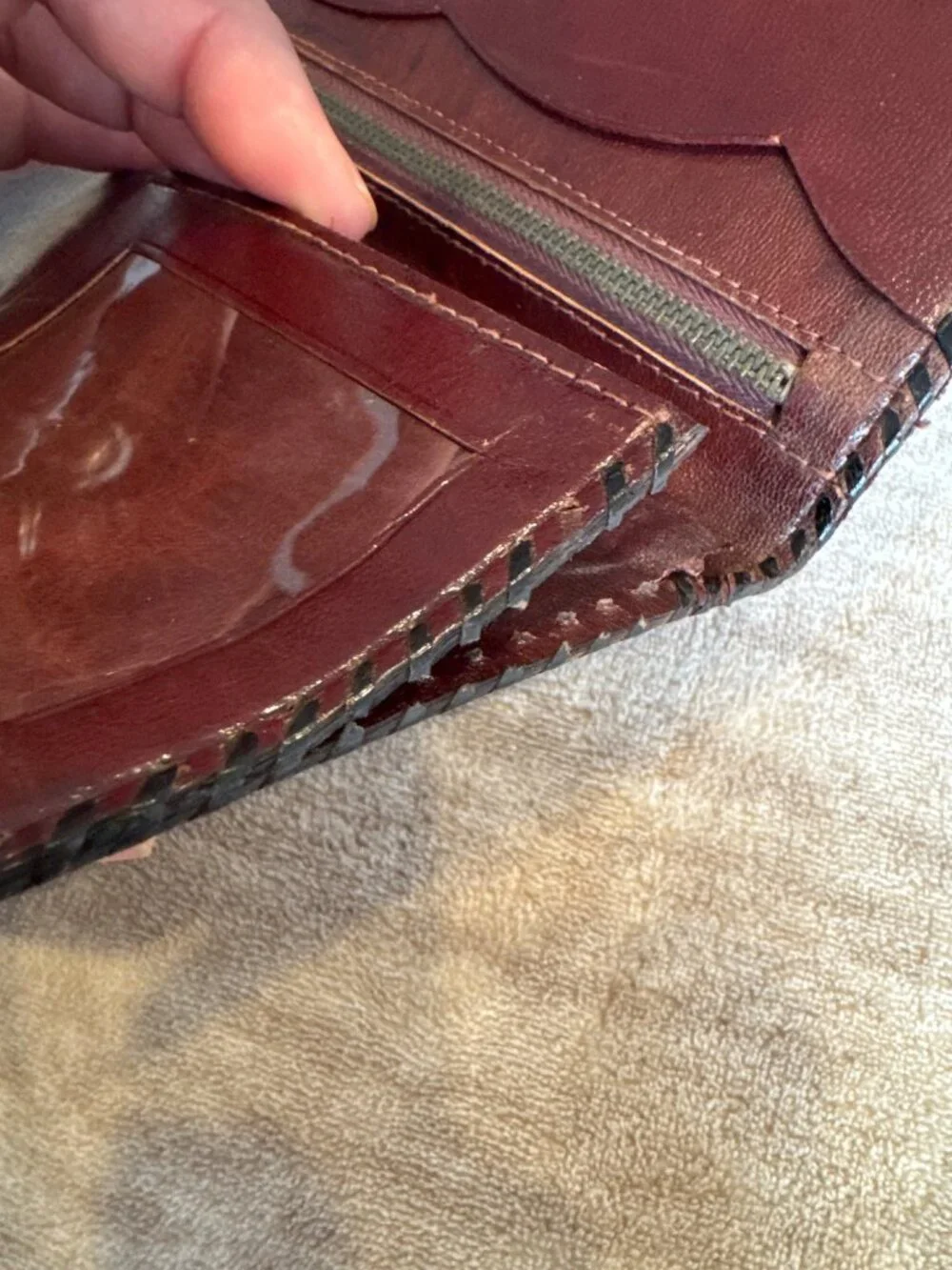 Handcrafted Embossed Leather Wallet Aztec Calendar Design Long Bifold Style